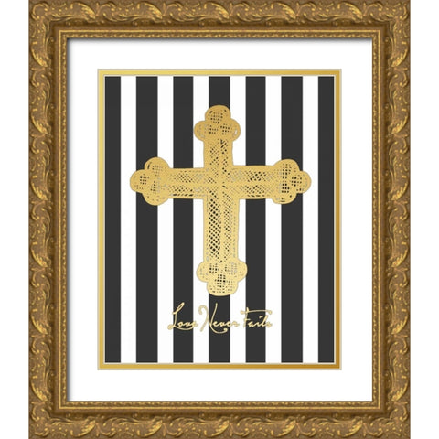 Gold Cross Gold Ornate Wood Framed Art Print with Double Matting by Moulton, Jo
