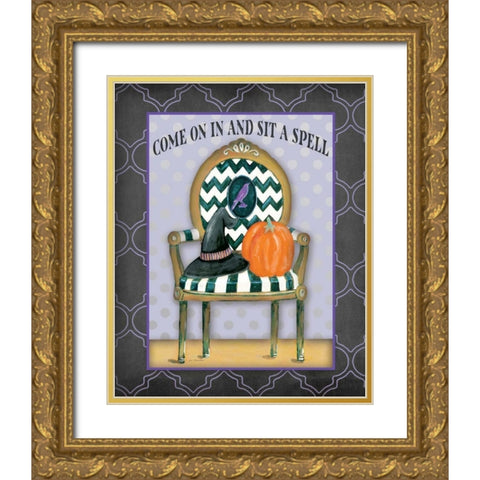 Sit a Spell Gold Ornate Wood Framed Art Print with Double Matting by Moulton, Jo