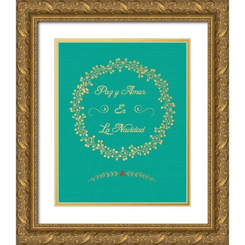 Paz Y Amor Gold Ornate Wood Framed Art Print with Double Matting by Moulton, Jo