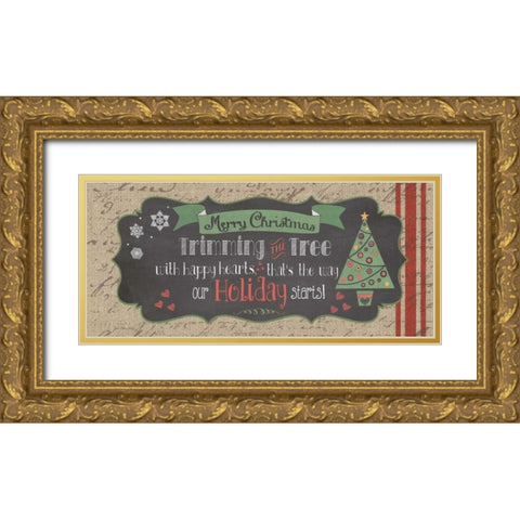 Merry Christmas Gold Ornate Wood Framed Art Print with Double Matting by Moulton, Jo