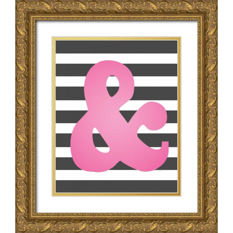 Faux Pink Ampersand 2 Gold Ornate Wood Framed Art Print with Double Matting by Moulton, Jo