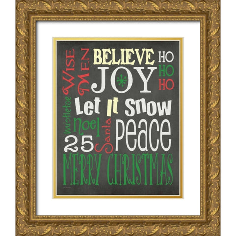 Christmas Subway Gold Ornate Wood Framed Art Print with Double Matting by Moulton, Jo