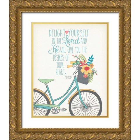 Delight Gold Ornate Wood Framed Art Print with Double Matting by Moulton, Jo