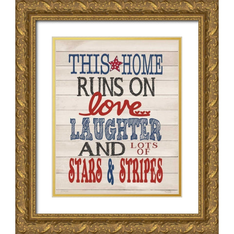 Stars and Stripes Gold Ornate Wood Framed Art Print with Double Matting by Moulton, Jo