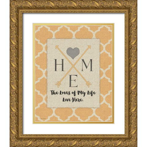 Loves Live Here Gold Ornate Wood Framed Art Print with Double Matting by Moulton, Jo
