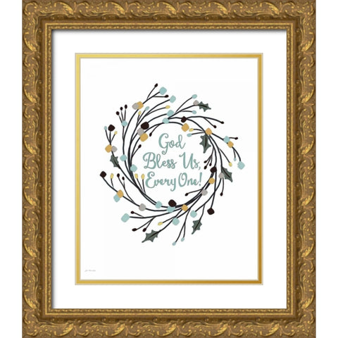 God Bless Us Everyone Gold Ornate Wood Framed Art Print with Double Matting by Moulton, Jo