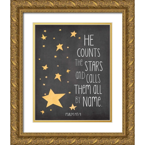 He Counts the Stars Gold Ornate Wood Framed Art Print with Double Matting by Moulton, Jo