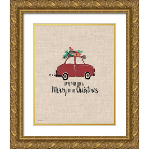 Merry Little Christmas Gold Ornate Wood Framed Art Print with Double Matting by Moulton, Jo