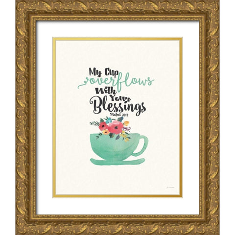 Cup of Blessings Gold Ornate Wood Framed Art Print with Double Matting by Moulton, Jo