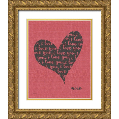I Love You Heart Gold Ornate Wood Framed Art Print with Double Matting by Moulton, Jo