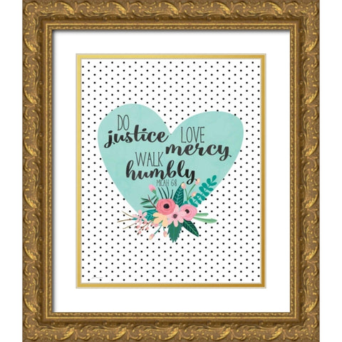 Love Mercy Gold Ornate Wood Framed Art Print with Double Matting by Moulton, Jo