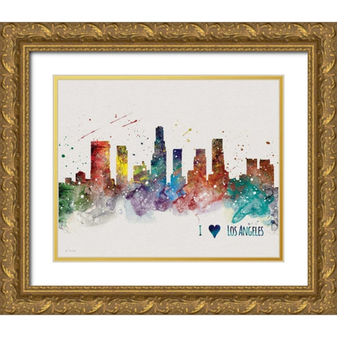 LA Gold Ornate Wood Framed Art Print with Double Matting by Moulton, Jo