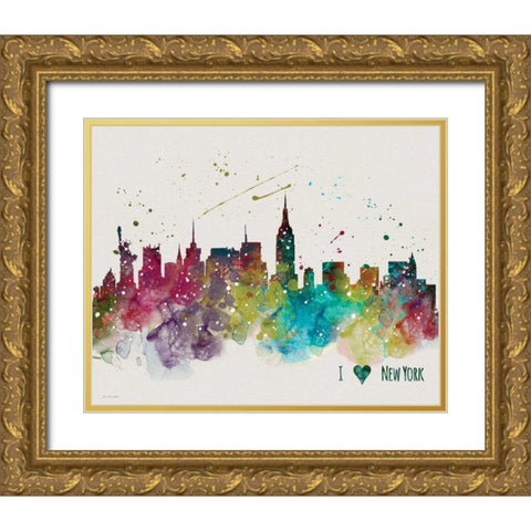 New York Gold Ornate Wood Framed Art Print with Double Matting by Moulton, Jo