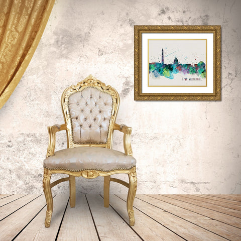 Washington DC Gold Ornate Wood Framed Art Print with Double Matting by Moulton, Jo