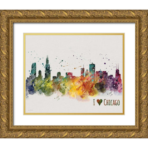 Chicago Gold Ornate Wood Framed Art Print with Double Matting by Moulton, Jo