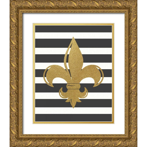 Fleur de Lis II Gold Ornate Wood Framed Art Print with Double Matting by Moulton, Jo