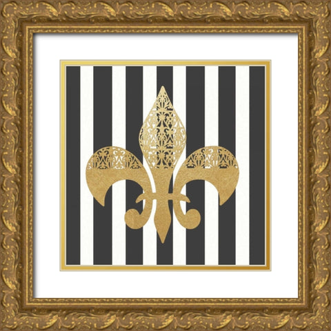 Fleur de Lis V Gold Ornate Wood Framed Art Print with Double Matting by Moulton, Jo