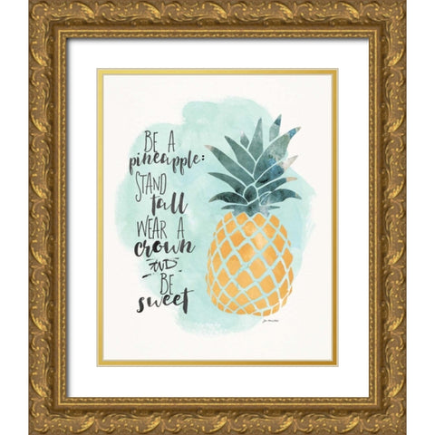 Pineapple Gold Ornate Wood Framed Art Print with Double Matting by Moulton, Jo