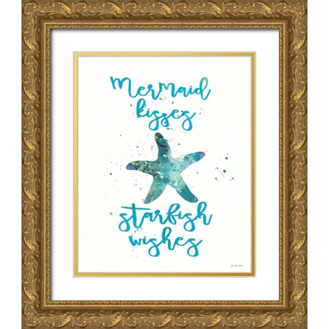 Mermaid Kisses Gold Ornate Wood Framed Art Print with Double Matting by Moulton, Jo