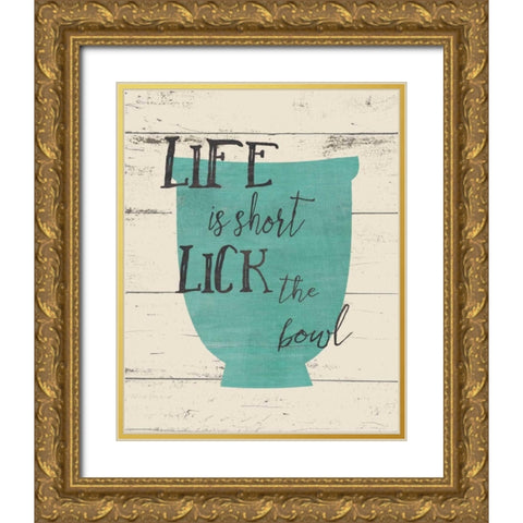 Lick the Bowl Gold Ornate Wood Framed Art Print with Double Matting by Moulton, Jo