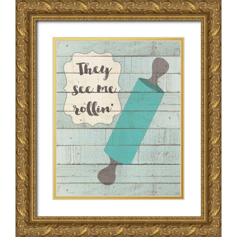 Rollin Gold Ornate Wood Framed Art Print with Double Matting by Moulton, Jo