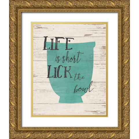 Lick the Bowl Gold Ornate Wood Framed Art Print with Double Matting by Moulton, Jo