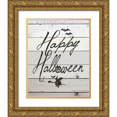 Happy Halloween Gold Ornate Wood Framed Art Print with Double Matting by Moulton, Jo
