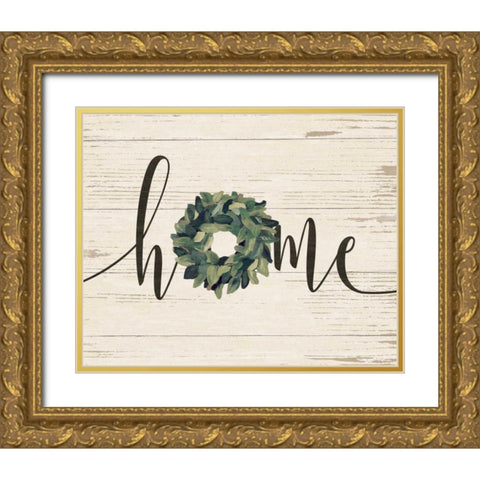 Home Wreath Gold Ornate Wood Framed Art Print with Double Matting by Moulton, Jo
