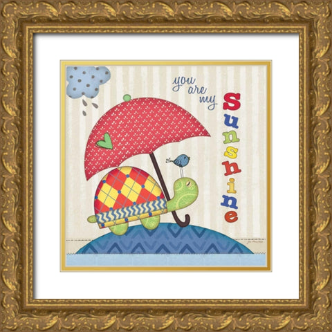 Sunshine Turtle Gold Ornate Wood Framed Art Print with Double Matting by Moulton, Jo