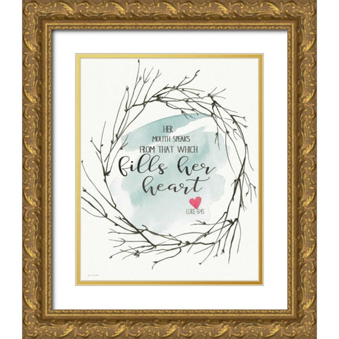 Fills Her Heart Gold Ornate Wood Framed Art Print with Double Matting by Moulton, Jo