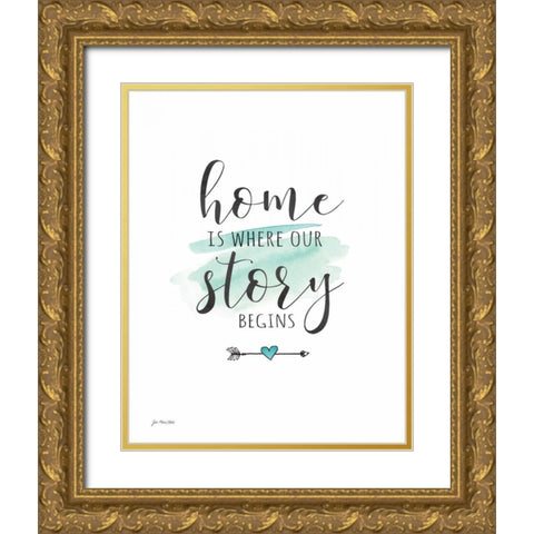 Home Story Gold Ornate Wood Framed Art Print with Double Matting by Moulton, Jo