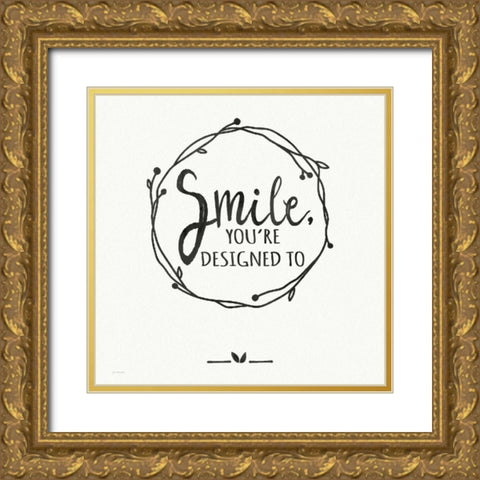Smile Gold Ornate Wood Framed Art Print with Double Matting by Moulton, Jo