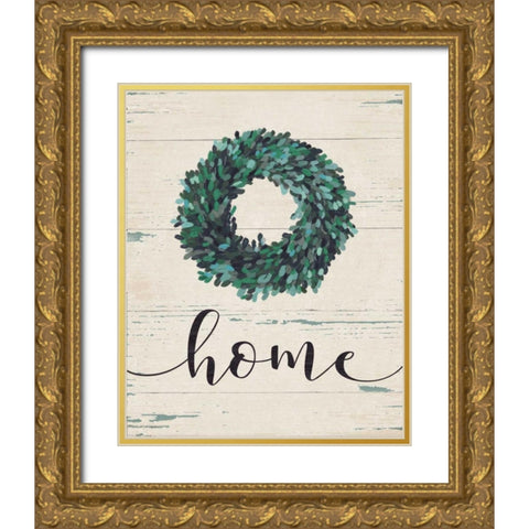 Home Wreath Gold Ornate Wood Framed Art Print with Double Matting by Moulton, Jo