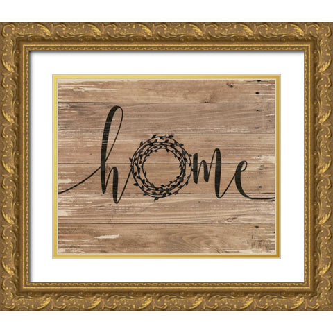 Home Rustic Wreath Gold Ornate Wood Framed Art Print with Double Matting by Moulton, Jo
