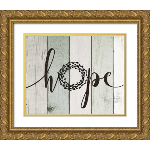 Hope Rustic Wreath II Gold Ornate Wood Framed Art Print with Double Matting by Moulton, Jo