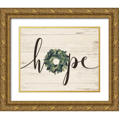 Hope Wreath Gold Ornate Wood Framed Art Print with Double Matting by Moulton, Jo
