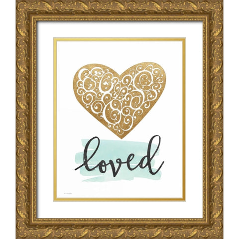 Love Heart Gold Ornate Wood Framed Art Print with Double Matting by Moulton, Jo
