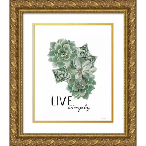 Live Simply Gold Ornate Wood Framed Art Print with Double Matting by Moulton, Jo
