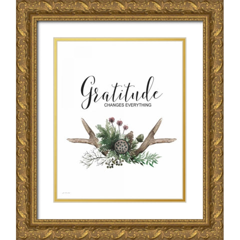 Gratitude Gold Ornate Wood Framed Art Print with Double Matting by Moulton, Jo