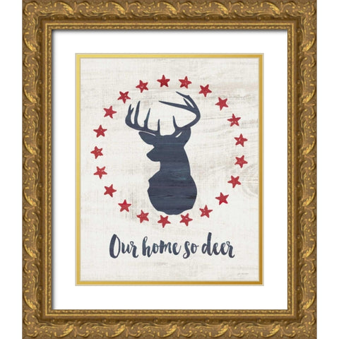 Home So Deer Gold Ornate Wood Framed Art Print with Double Matting by Moulton, Jo