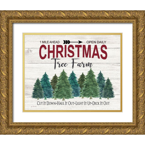 Deck It Out Christmas Tree Farm Gold Ornate Wood Framed Art Print with Double Matting by Moulton, Jo