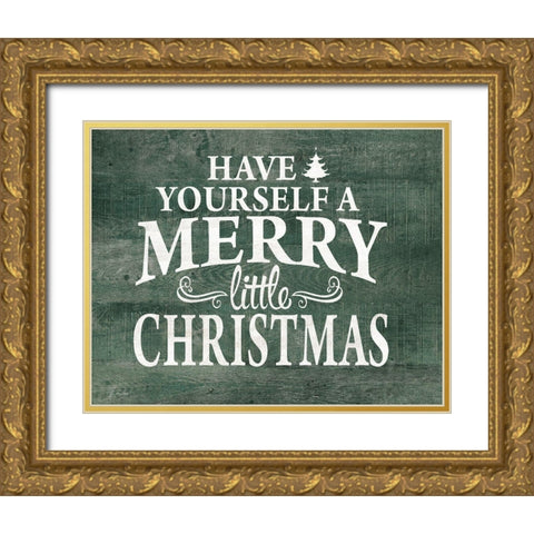 Merry Little Christmas Gold Ornate Wood Framed Art Print with Double Matting by Moulton, Jo