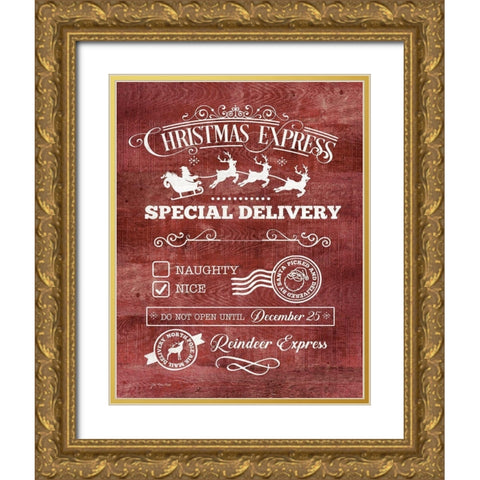 Christmas Express Gold Ornate Wood Framed Art Print with Double Matting by Moulton, Jo