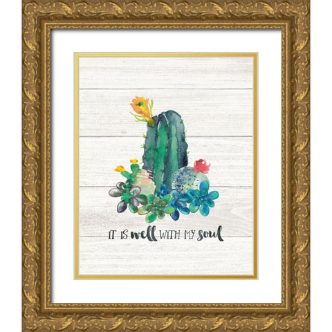 It Is Well Gold Ornate Wood Framed Art Print with Double Matting by Moulton, Jo