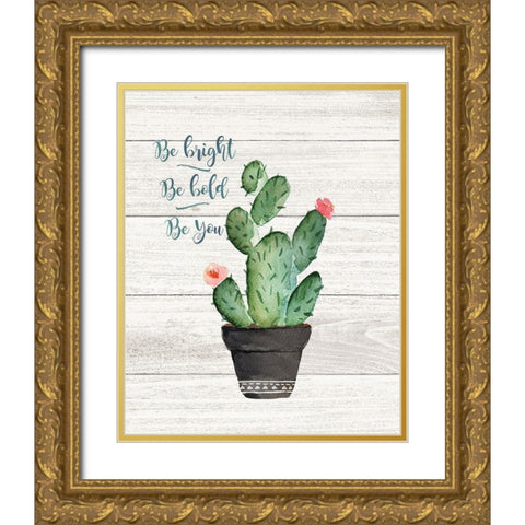 Be Bright Gold Ornate Wood Framed Art Print with Double Matting by Moulton, Jo