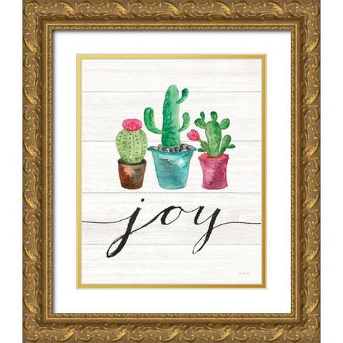 Cacti Joy Gold Ornate Wood Framed Art Print with Double Matting by Moulton, Jo