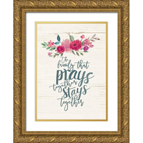 Family That Pray Gold Ornate Wood Framed Art Print with Double Matting by Moulton, Jo