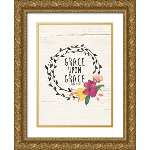 Grace Upon Grace Gold Ornate Wood Framed Art Print with Double Matting by Moulton, Jo