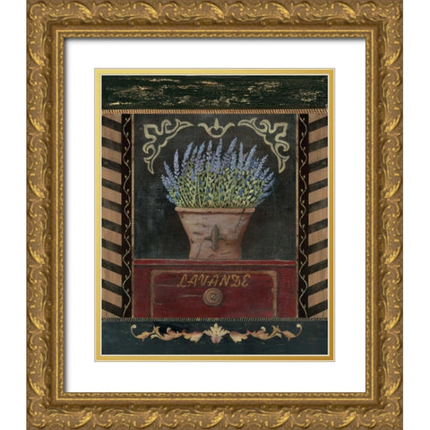 Lavander Gold Ornate Wood Framed Art Print with Double Matting by Moulton, Jo