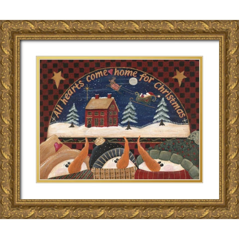 Home for Christmas Gold Ornate Wood Framed Art Print with Double Matting by Moulton, Jo